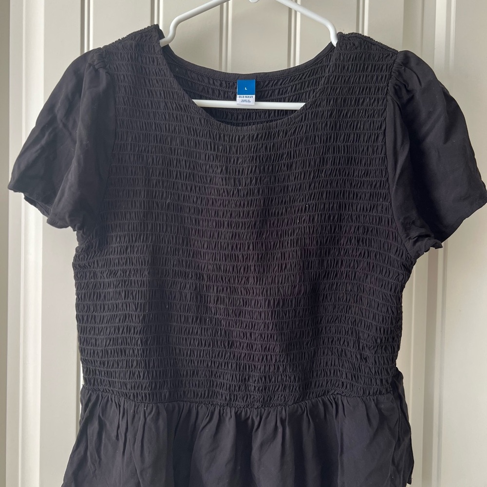 Old Navy Black Smocked Blouse
